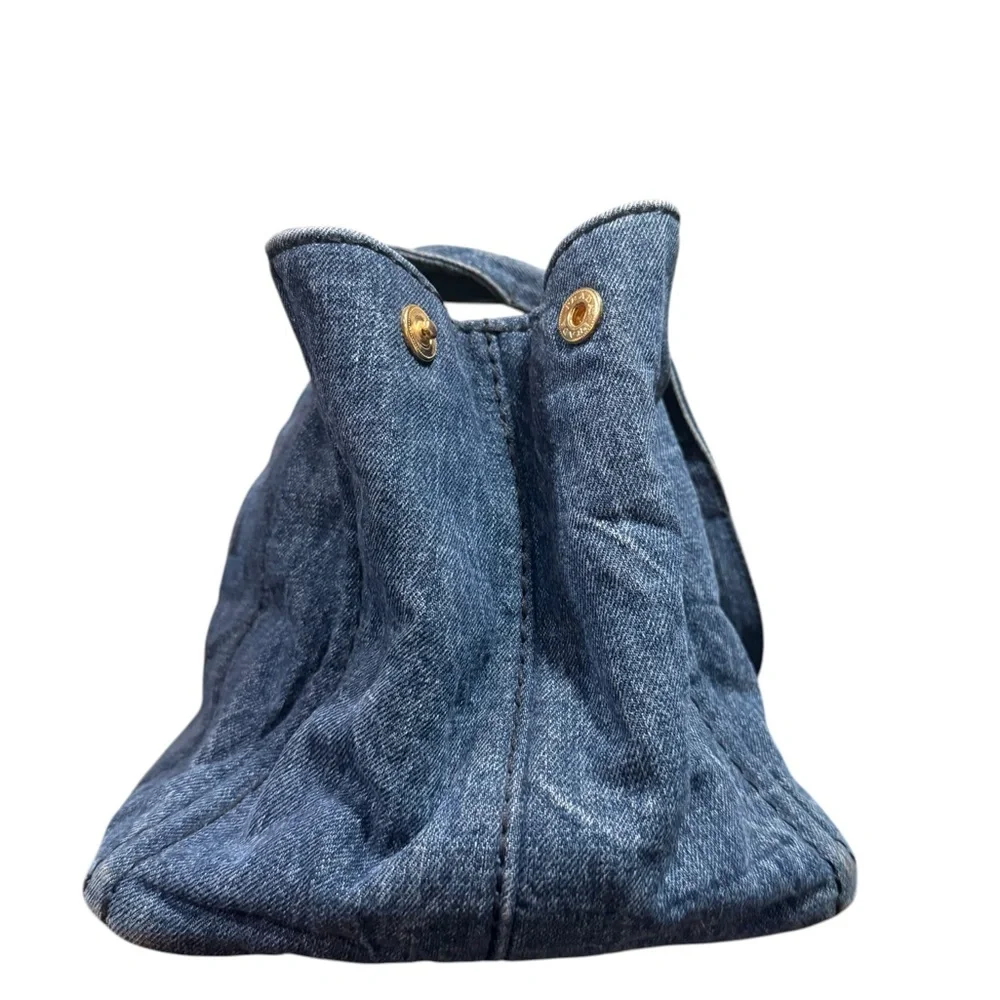 Authentic Prada Denim Canapa Tote Medium | 16” Blue Jean Prada Milano Bag - Picture 4 of 13